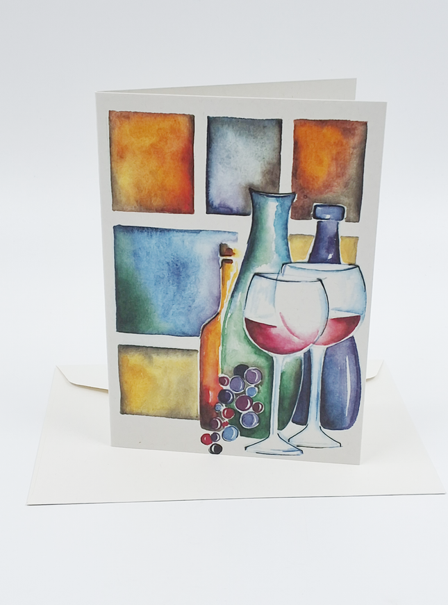 Wenskaart verjaardag glazen wijn