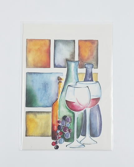 Wenskaart verjaardag glazen wijn