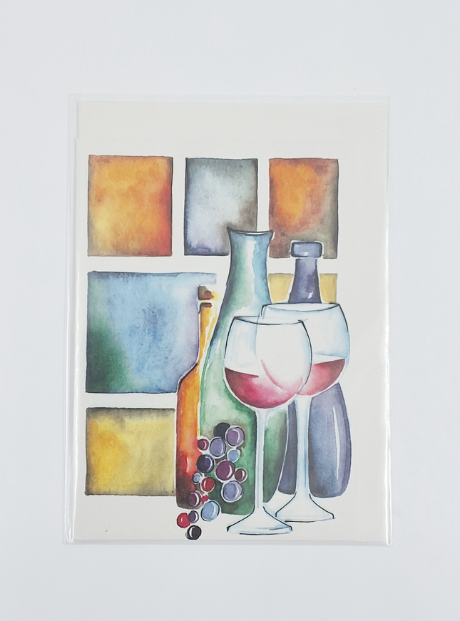 Wenskaart verjaardag glazen wijn