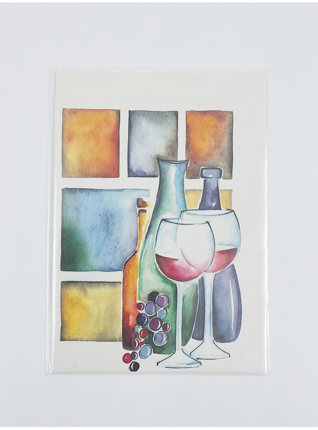 Wenskaart verjaardag glazen wijn