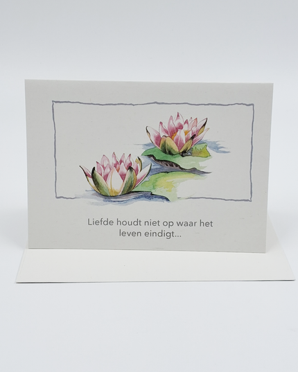 Wenskaart condoleance roze lelies