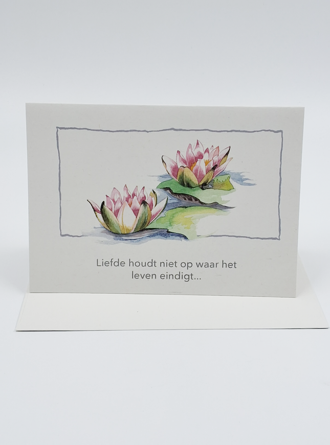 Wenskaart condoleance roze lelies