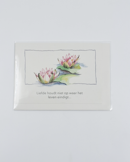 Wenskaart condoleance roze lelies