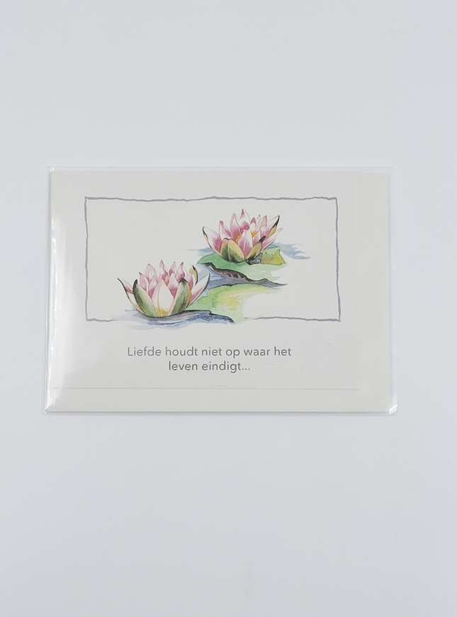 Wenskaart condoleance roze lelies