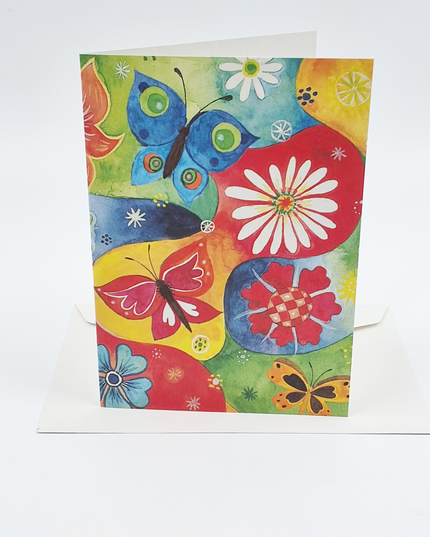 Wenskaart vlinders Jeanine 2 geel