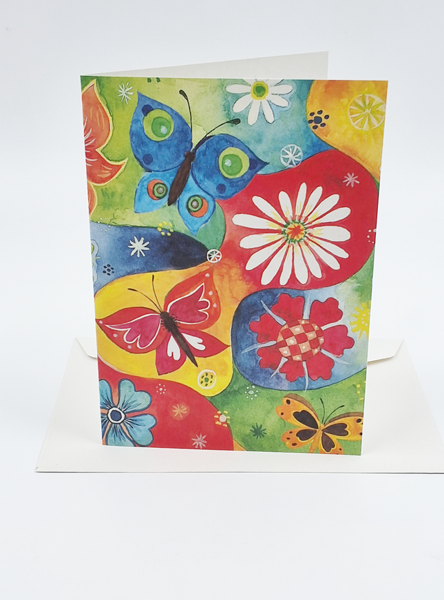 Wenskaart vlinders Jeanine 2 geel