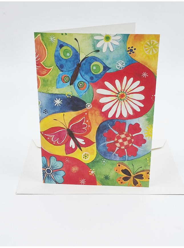 Wenskaart vlinders Jeanine 2 geel