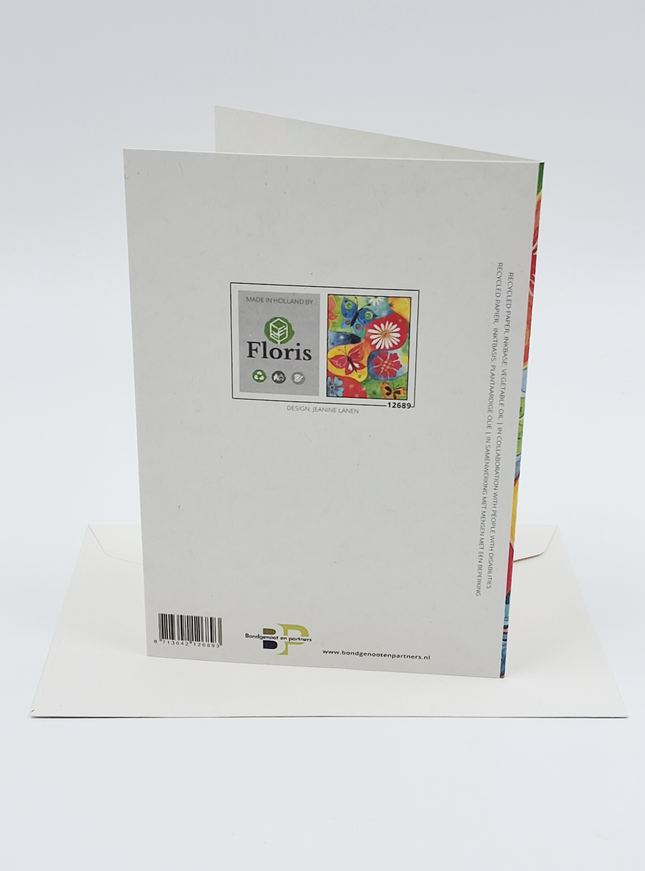 Wenskaart vlinders Jeanine 2 geel