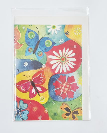 Wenskaart vlinders Jeanine 2 geel