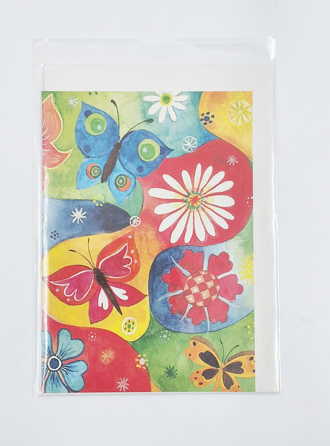 Wenskaart vlinders Jeanine 2 geel