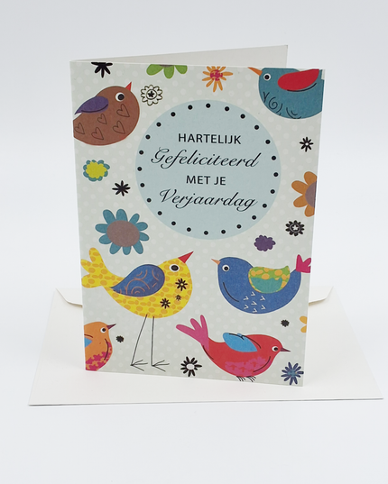 Wenskaart vogels, hartelijk gefeliciteerd met je verjaardag