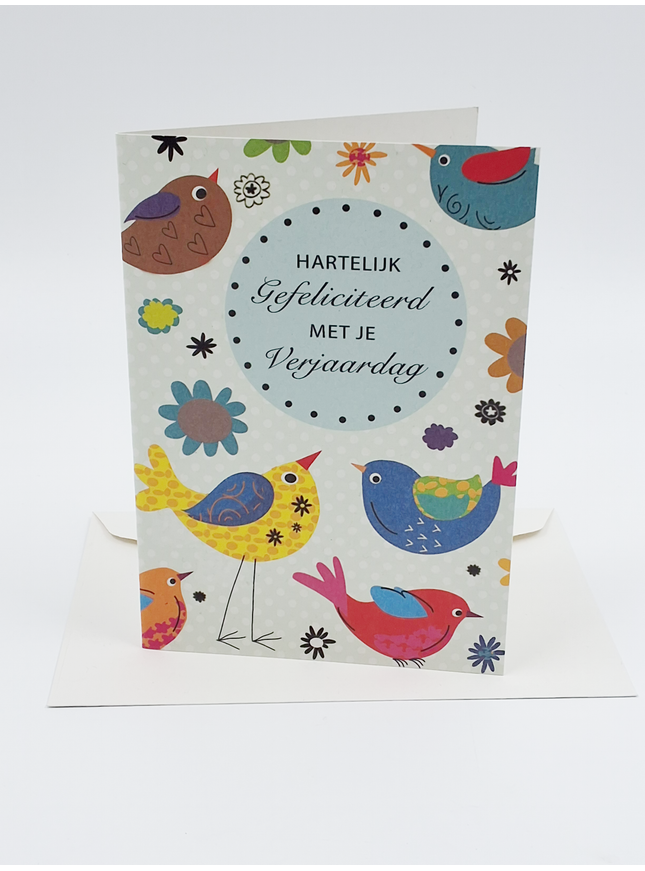 Wenskaart vogels, hartelijk gefeliciteerd met je verjaardag