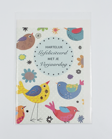 Wenskaart vogels, hartelijk gefeliciteerd met je verjaardag
