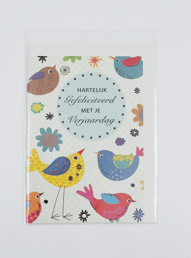 Wenskaart vogels, hartelijk gefeliciteerd met je verjaardag
