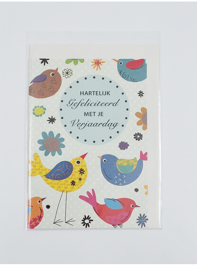 Wenskaart vogels, hartelijk gefeliciteerd met je verjaardag