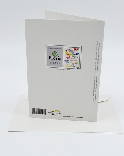 Wenskaart vlinder, hartelijk gefeliciteerd