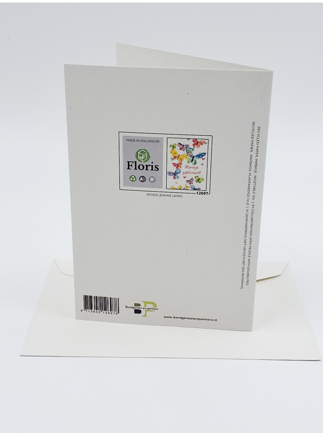 Wenskaart vlinder, hartelijk gefeliciteerd