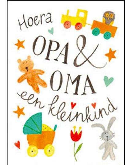 Wenskaart Opa & Oma kleinkind