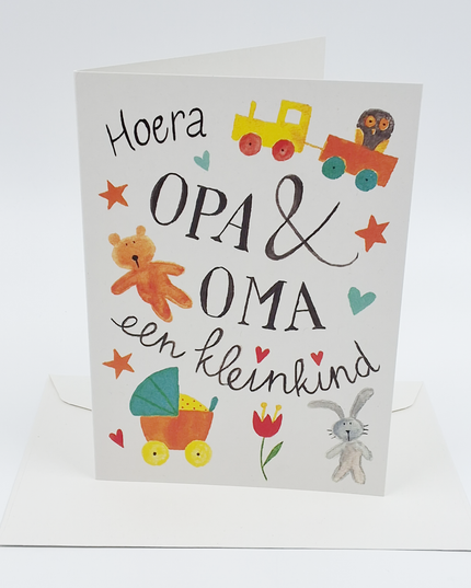 Wenskaart Opa & Oma kleinkind