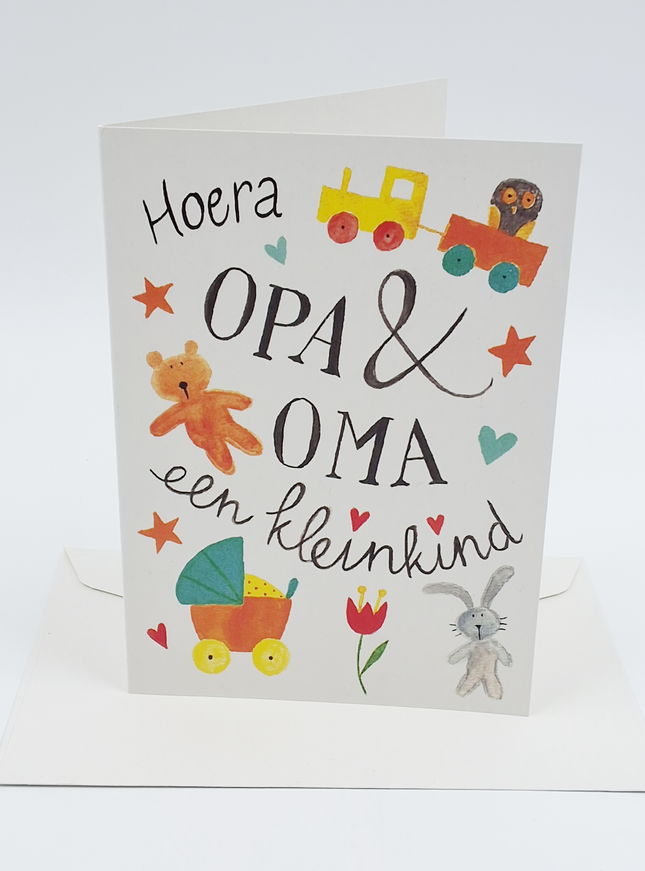 Wenskaart Opa & Oma kleinkind