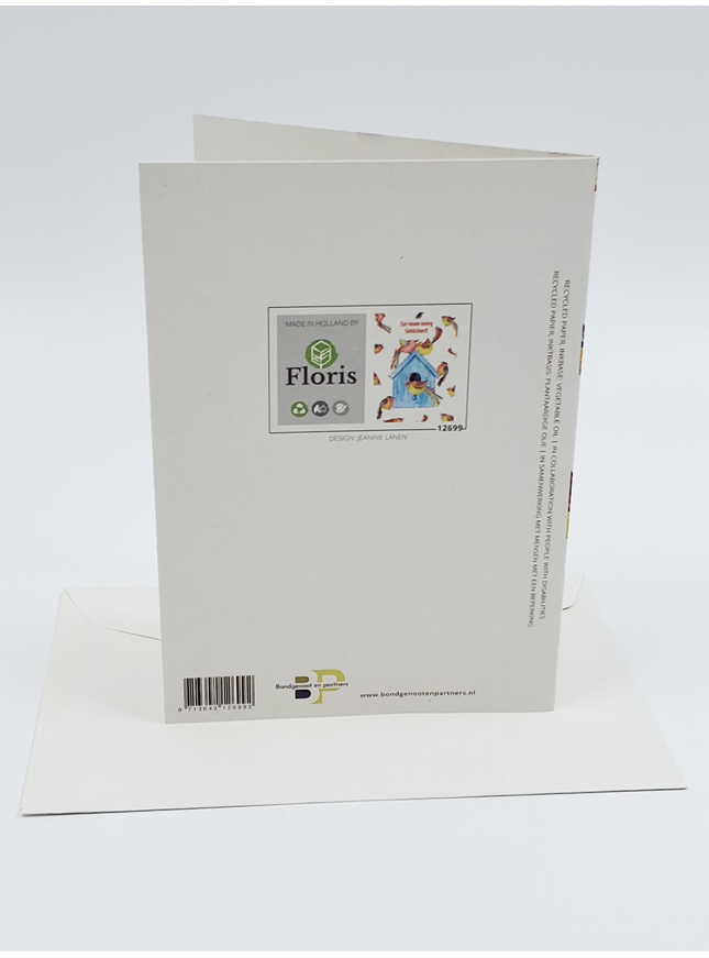 Wenskaart vogelhuis vogels, nieuwe woning