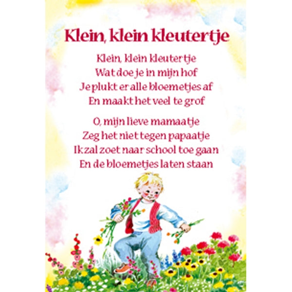 Wenskaart lied "Klein kleutertje"