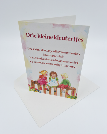 Wenskaart lied "Drie kleine kleutertjes"