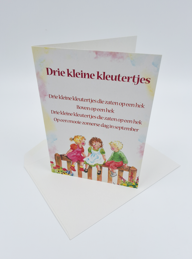 Wenskaart lied "Drie kleine kleutertjes"