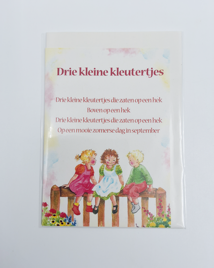 Wenskaart lied "Drie kleine kleutertjes"