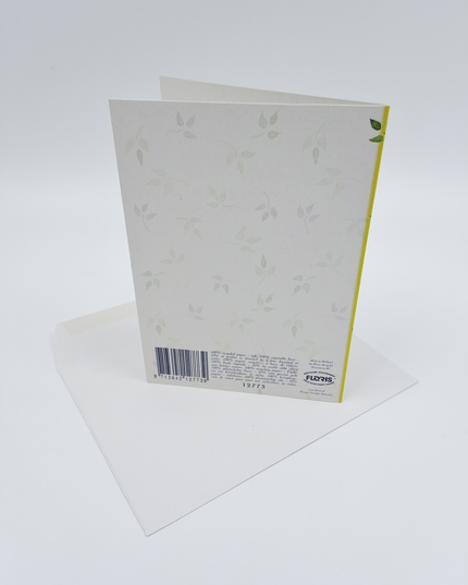 Wenskaart geld envelop 4 blauwe violen