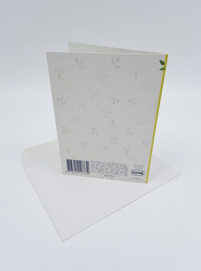 Wenskaart geld envelop 4 blauwe violen