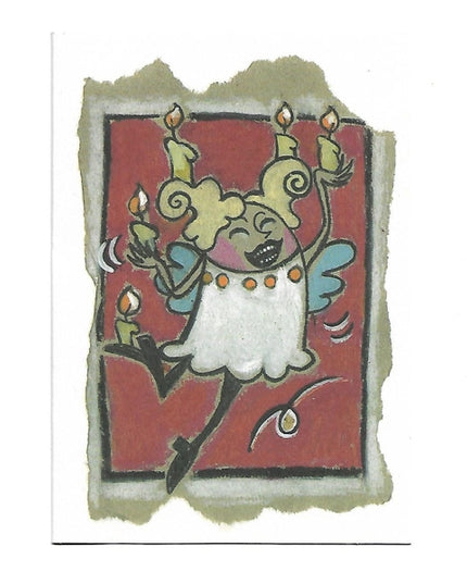 Wenskaart engel met kaars