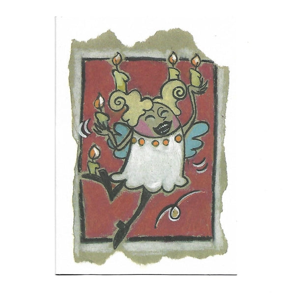 Wenskaart engel met kaars