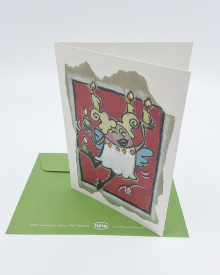 Wenskaart engel met kaars