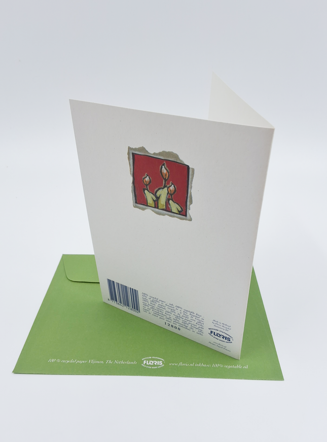 Wenskaart engel met kaars