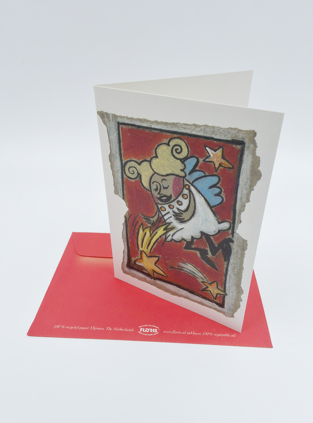 Wenskaart engel met ster