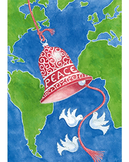 Wenskaart klok aarde kerstduif