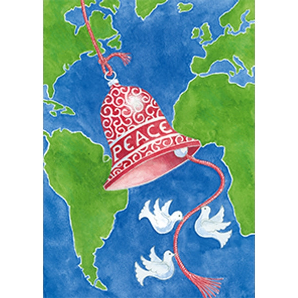 Wenskaart klok aarde kerstduif