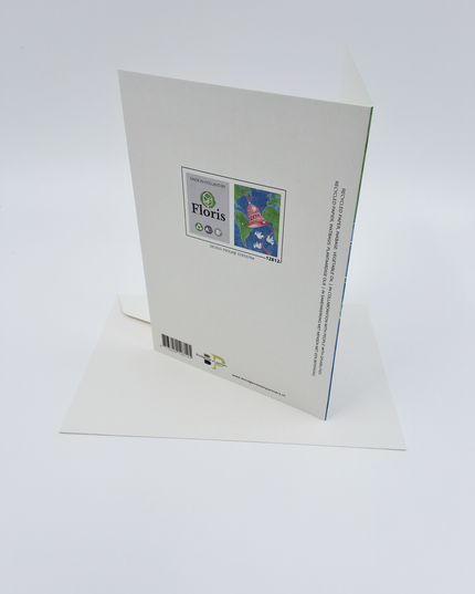 Wenskaart klok aarde kerstduif