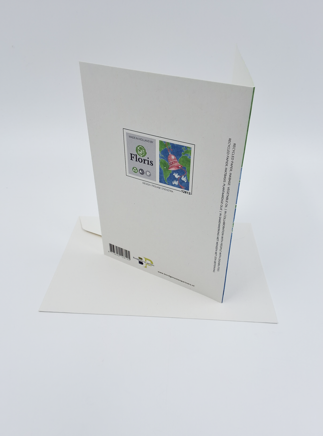 Wenskaart klok aarde kerstduif