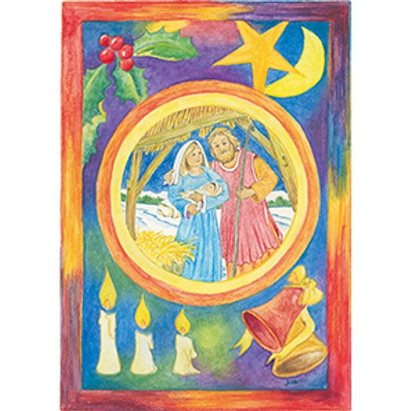 Wenskaart kerstfamilie Jezus