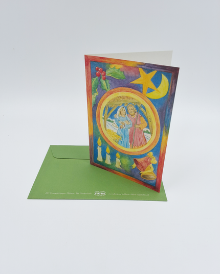 Wenskaart kerstfamilie Jezus