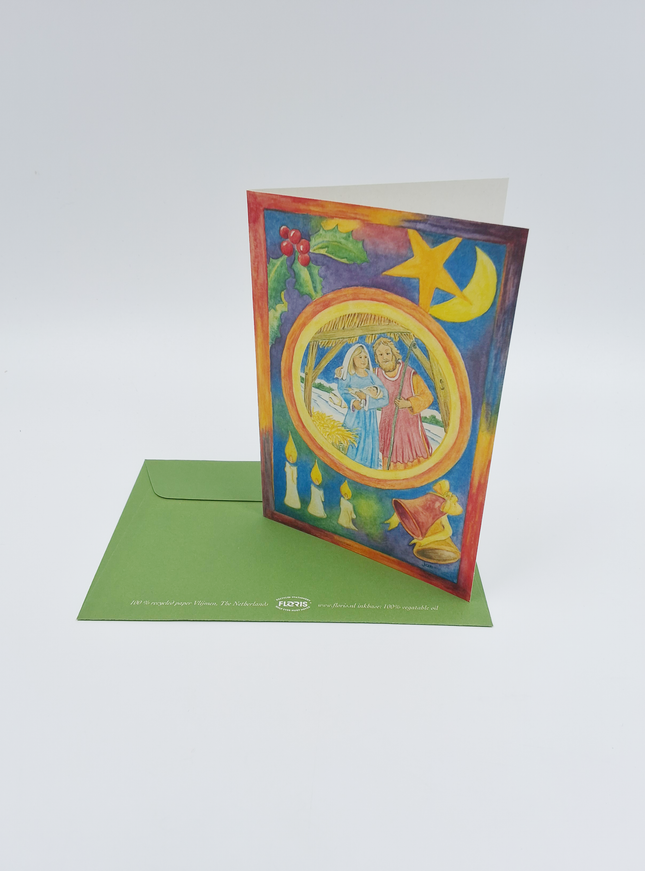 Wenskaart kerstfamilie Jezus