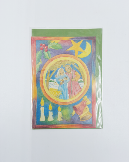 Wenskaart kerstfamilie Jezus