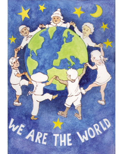 Wenskaart kerst "we are the world"