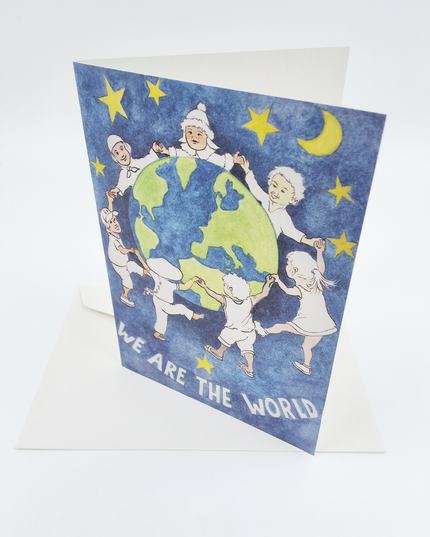 Wenskaart kerst "we are the world"