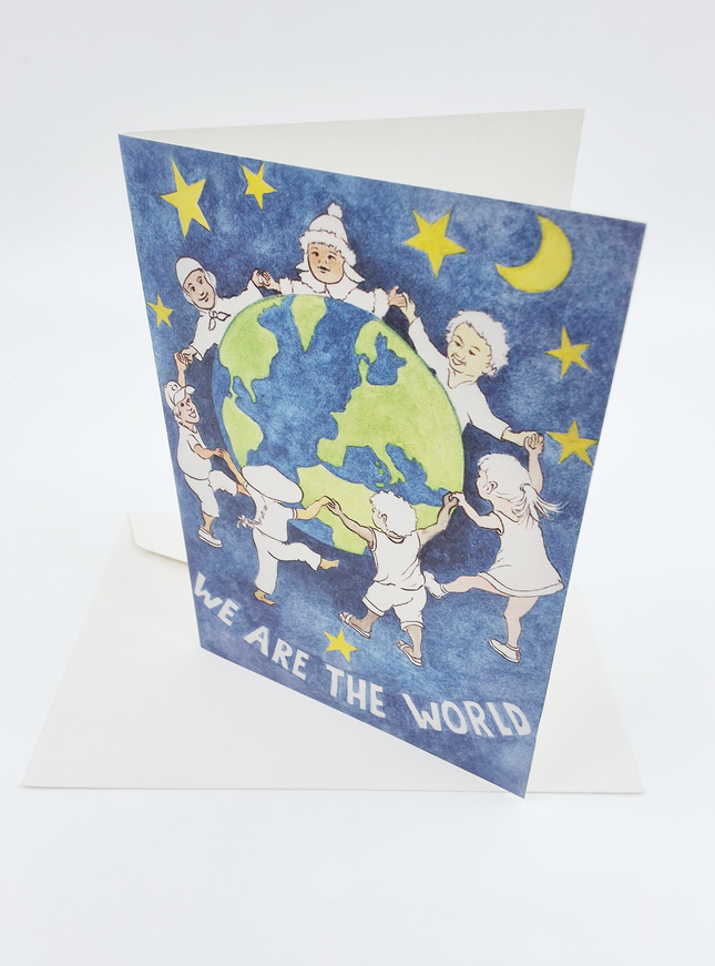 Wenskaart kerst "we are the world"