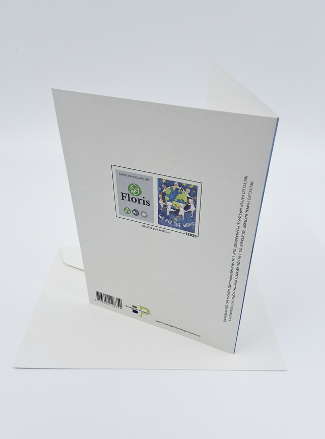 Wenskaart kerst "we are the world"