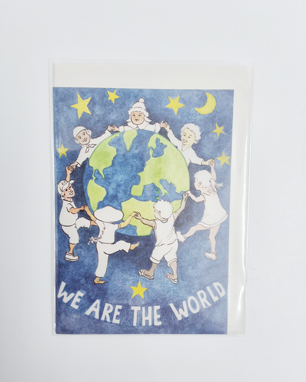 Wenskaart kerst "we are the world"