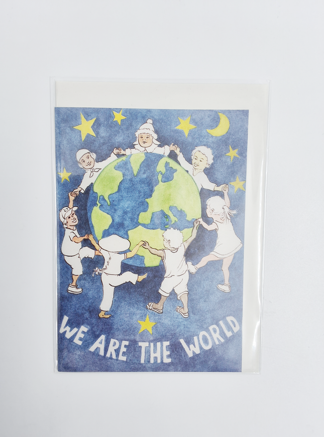 Wenskaart kerst "we are the world"